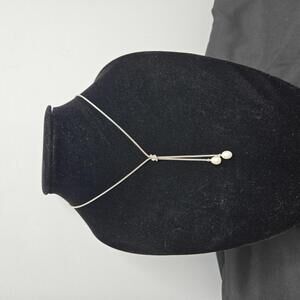 Sterling Silver Lariat Fresh Water Pearl Drop Popcorn Chain Necklace